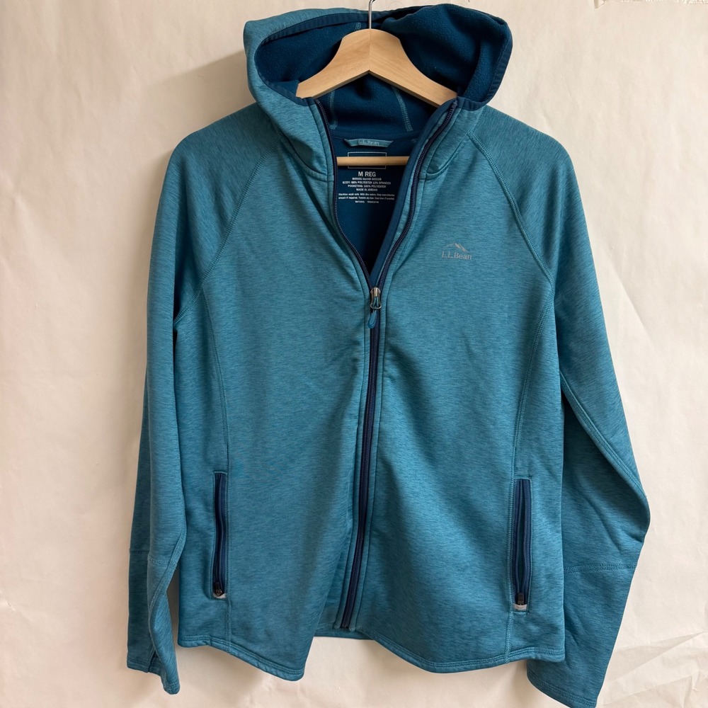L L Bean Womens Pathfinder Performance Fleece Jacket M Teal Blue Zip Hoodie
